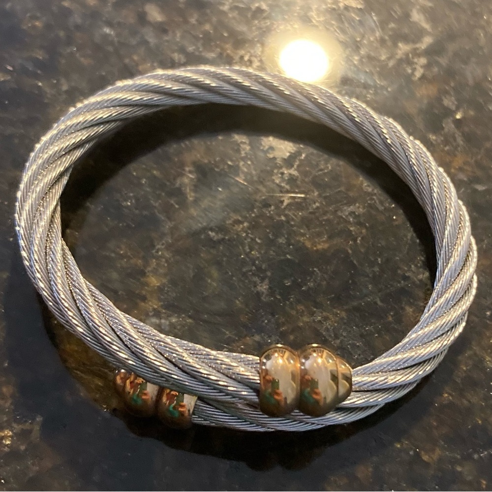 CHARRIOL Celtic Stainless Steel Bangle W/Rose Gold Finish